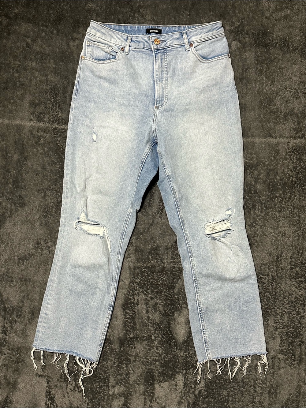 Express Light Blue Curvy Mom Jeans